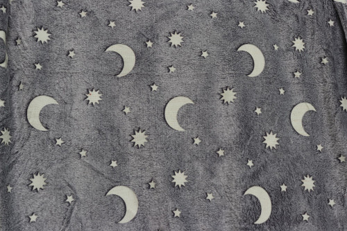 پتو شب نما یک نفره ماه و ستاره طوسی پررنگ✨ 🌙