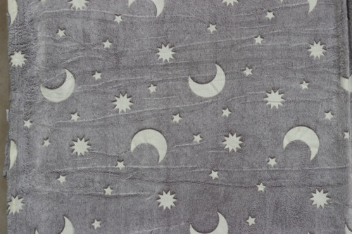 پتو شب نما یک نفره ماه و ستاره طوسی کم رنگ✨ 🌙